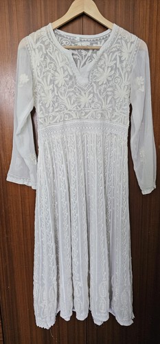 White chikankari anarkali - white,