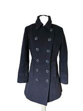 Superdry military coat Size M double breast navy blue sequin collar Limited