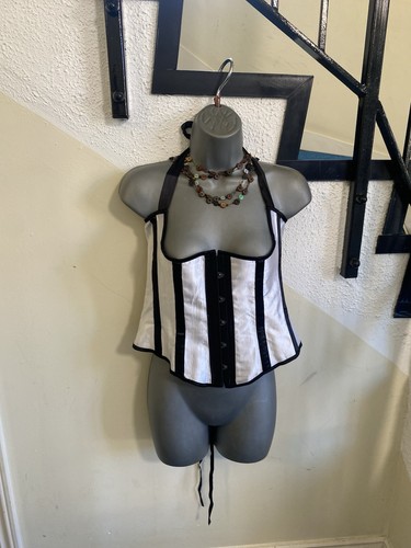 Vintage white black corset top - vintage,