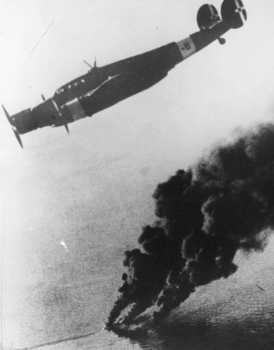 British warships burn - , in