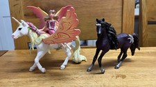 Schleich Fairy Feya with pegasus (missing arm)  & Schleich Moon Unicorn Stallion