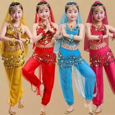 Kids Girls Belly Dance Costume Chiffon Tops Pants Suits Outfit Performance Wear