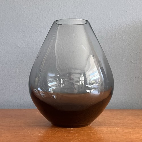 Vintage smoked glass vase - glass,