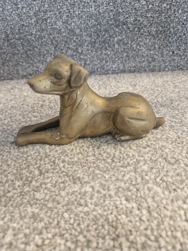 Vintage brass resting dog - brass,