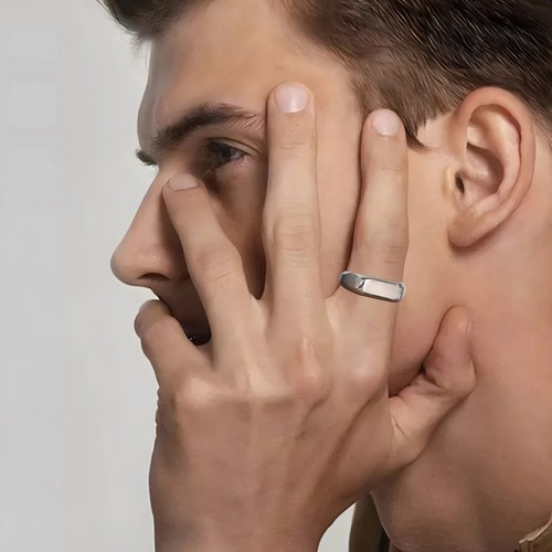 Stainless steel signet ring - stainless,