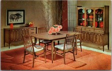 c1950s Interior Design Ad Postcard HOOKER FURNITURE CORP "Cinnabar" Dining Set