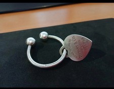 Tiffany & Co. Sterling Silver Large Heart Tag Keyring with Pouch