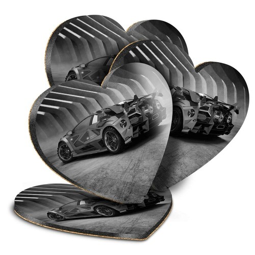 Heart mdf coasters - coasters, bw