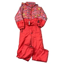 Vintage Crazy Ski Suit One Piece Retro Multicoloured Girls Kids Age 10-11 Years