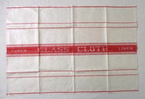 Large vintage red stripe linen - vintage,