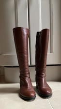 RUSSELL & BROMLEY AQUATALIA CHESTNUT LEATHER BOOTS SIZE 7/40