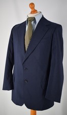 Mens Navy Blue Daks Wool Blend Single Breasted Suit Size 40", W 34" L 30.5"