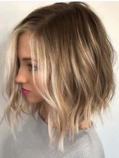 Short Bob Ash Blonde Human Hair Lace Front Wigs For Women Natural Balayage Wigs