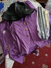 Steampunk Outfit Long Tailed Coat Waistcoat Hat & Cane Halloween Costume LARGE