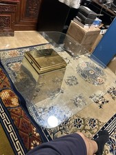 Glass coffee table - coffee, brass