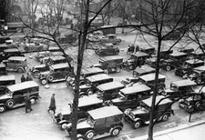 Taxis occupy the road to