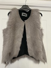 RIANI Beige 100% Goat Suede Gilet w Black Lining Size 12 