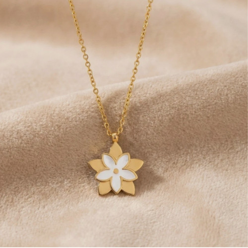 Gold flower pendant necklace - flower, pendant/necklace