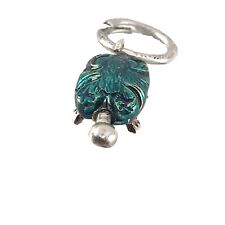 Beautiful Silver Enamel Tortoise Pendant Charm With Charm Holder