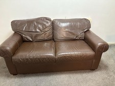 4 Seater Sofa - Chocolate / Faux Leather & Wooden Feet - Ikea