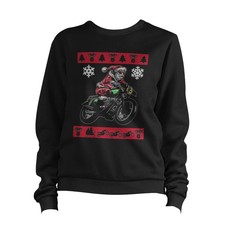 Biker Santa Ugly Jumper Sweater Funny Christmas Motorcycle Motorbike Xmas