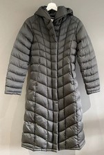 Patagonia Ladies Grey Quilted Down Winter Long Coat Jacket Size S
