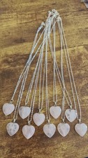 20 Heart Rose Quartz Necklace Crystal Pendant Wholesale Bulk Pendants. Clearance