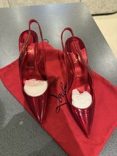 Christian Louboutin Hot Chick 100 Red Sling Patent Leather Heel Pumps UK 6 EU 39