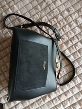 Luella Grey Black  Women's Handbag With Suede Pocket. Removable Adjustable Strap