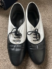 Ladies Black & White Leather Dancing Shoes Size UK5.5