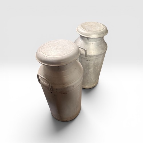 Pair vintage aluminium milk - vintage,