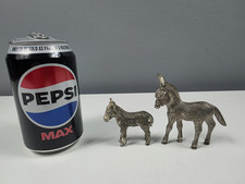 2 x White Metal Donkey