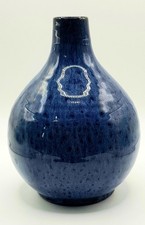 Perranporth vintage studio ceramic deep blue tones stoneware vase.