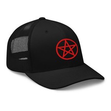 Red Wiccan Witchcraft Pentagram Trucker Cap Snapback Hat