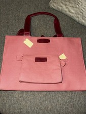 Clarins Tote Shopping/ Beach Bag & Matching Purse Pink with Leather Handles BNWT