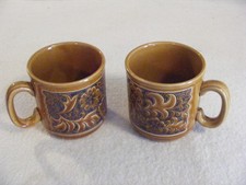vintage original churchill mugs, brown and 1970s style