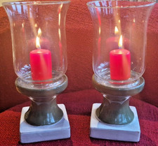 Pair Glass Hurricane