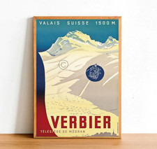 Skiing Retro Poster Print