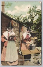 Welsh Costume Postcard Llandudno 1907 Woman w/ Accordion Edwardian Wales
