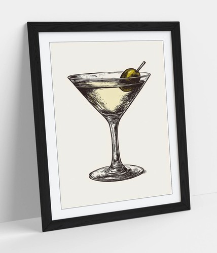 Dirty martini with olive - with, an