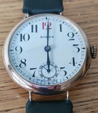 UNIQUE 1928 ROLEX OFFICER WATCH 9ct 9k ROSE GOLD & RED 12 - LARGE 33mm ART DECO