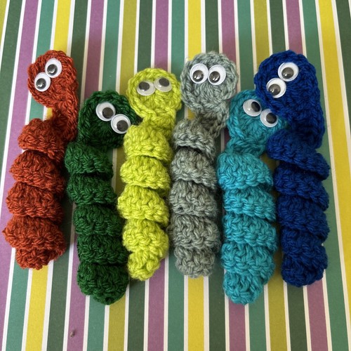 Crocheted worry worms - 6,