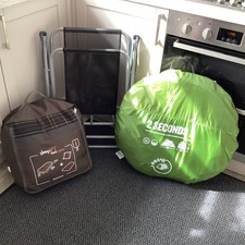 Quechua Pop-Up Tent for 2 Quick Assembly Plus Bed and 4 Chairs.