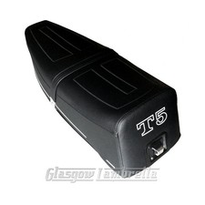 Vespa T5 Mk1  DUAL SEAT IN BLACK WITH WHITE LOGO & SIDE PIPING