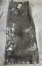 Zara Pale Grey Sequin Skirt