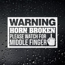 Warning Horn Broken Funny Car Campervan Sticker, Van Motorhome Caravan Sticker