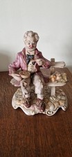 Vintage Italian Capodimonte Porcelain Figurine – Old Man Having Picnic on Bench