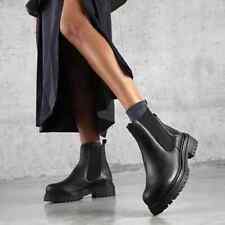 Russell & Bromley COMPANY Black Leather Combat Chelsea Boot Size EU 36 UK 3