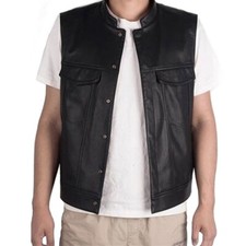 Black Leather Vest for Men