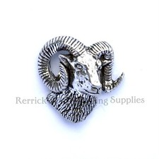 ONE PEWTER BADGE FOR WALKING STICK MAKING RAMS HEAD